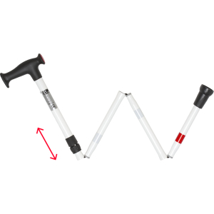 Bastone bianco rigido pieghevole in 5 parti. Marca Svarovsky. Per ciechi, ipovedenti e non vedenti.